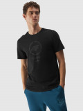Tricou din bumbac organic cu imprimeu pentru bărbați - negru, 4F Sportswear