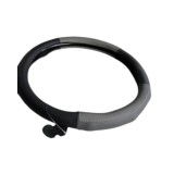 Husa Volan Auto Universal Piele Perforata Negru cu Gri 38cm