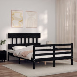 Cadru de pat cu tablie, negru, 120x200 cm, lemn masiv GartenMobel Dekor, vidaXL