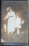 Fotografie tip Carte postala, Mama du fetita la Govora, 1916