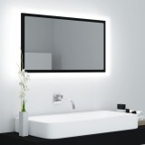 Oglindă de baie cu LED, negru, 80x8,5x37 cm, acril, vidaXL