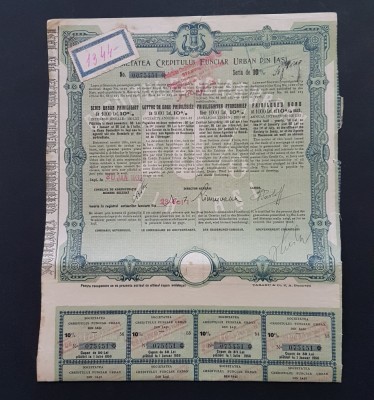Titlu Iasi 1932 Societatea creditului funciar urban , actiuni foto