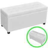 Cumpara ieftin Taburet de depozitare, piele artificiala, alb