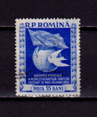 RO 1955 ,LP 384 ,&amp;quot;Adunarea Mondiala Pace - Helsinki&amp;quot; &amp;quot;- serie , stampilata foto