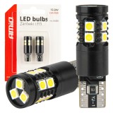 Becuri auto LED Canbus T10 W5W 13 SMD 3030 White 12/24V, lumina alba 5500K, fara efect de palpaire, AMiO 04259, set 2 buc