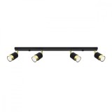 Lustră De Tavan Nero Negru/Auriu Oțel 4 Becuri Tub Modern De Interior