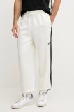 adidas pantaloni de trening Stadium culoarea bej, cu imprimeu, JX5619