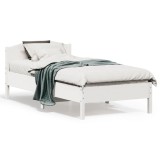 VidaXL Cadru pat fără saltea, alb, 90x190 cm, lemn masiv de pin