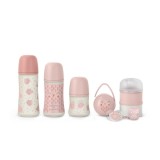 Set de start Suavinex Bonhomia 7 piese, Roz, Biberon, Suzete, Fara BPA