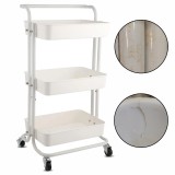 Cumpara ieftin Raft universal de depozitare, 3 cosuri perforate, roti transport, ABS si metal, 45x35x84 cm, alb, RESIGILAT