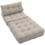 HOMCOM Fotoliu-Pat 1 Persoană Convertible 3 &icirc;n 1 Fotoliu de Podea Pliabil Pat-Fotoliu cu Aspect de In cu 2 Perne Căptușeală Crem | Aosom Romania
