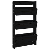 Jardiniera de perete cu 3 niveluri negru 60x18,5x110cm lemn pin