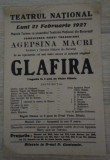 Afiș MARELE TURNEU AL TEATRULUI NAȚIONAL BUCUREȘTI : Glafira - 1927