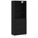 Dulap inalt, negru, 69,5x34x180 cm, lemn compozit