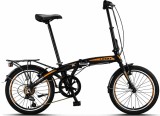 Bicicleta Umit Folding V-Brake , 6 viteze, pliabila, cadru aluminiu, roata 20 , culoare negru portocaliu