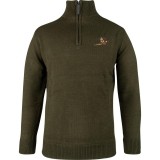 Pulover Jack Pyke cu Motiv Fazan și Semi-Fermoar &ndash; Olive &Icirc;nchis