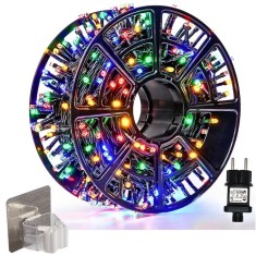 Instalatie Luminoasa LED 40M + Suport Autoadeziv 8x8 cm, 8 Jocuri de Lumini, Impermeabila IP44, Multicolor, 40 m