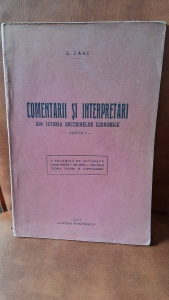 Comentarii si interpretari din istoria doctrinelor economice, partea I - G. Zane