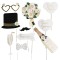 Set 10 accesorii pentru petrecere, flippy, props pentru coltul de poze, model mire si mireasa, tematica nunta, multicolor