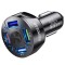 Incarcator Auto cu 4 Porturi USB si Incarcare Rapida, Functie Smart si Protectii Multiple cu Lumina LED, Premium, Negru, CBD CORAL BEST DEALS Negru Ne