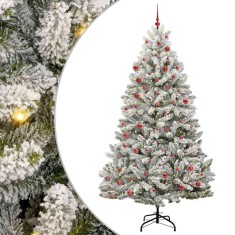 vidaXL Brad de Crăciun artificial Verde și alb 210 cm PVC și Metal 3395757