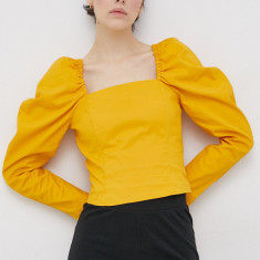 Levi's Bluză femei, culoarea galben, material neted
