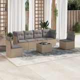 Gossi set canapele de gradina, 7 piese, cu perne, bej, poliratan