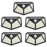 Set 5 lampi cu incarcare solara FOXMAG24, senzor miscare, 3 trepte de iluminare, 100 LED