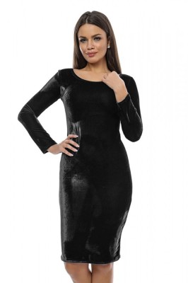 G573-1 Rochie mulata din catifea, cu decolteu rotund foto
