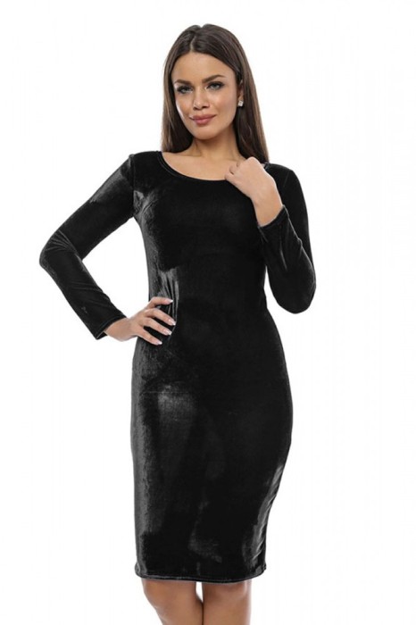 G573-1 Rochie mulata din catifea, cu decolteu rotund