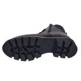 Ghete dama neimblanite din piele naturala cu siret si fermoar Luiza GDLUIZA