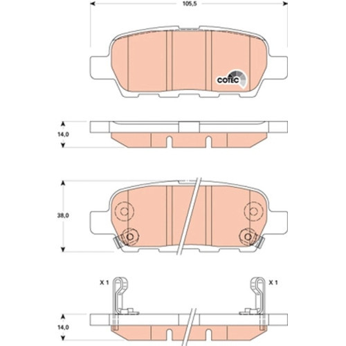 Set placute frana spate TRW Infiniti EX G Sedan JX (L50) M45 Qx60 Nissan Altima Cube Juke (F15) 2010- Murano 2002-Pathfinder IV 2012- Qashqai / Qashq