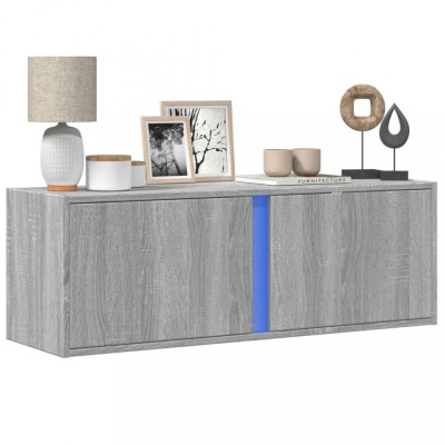vidaXL Dulap TV de perete cu lumini LED, gri sonoma, 100x31x35 cm 852269 foto
