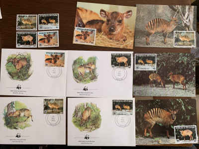 coasta de fildes - antilopa - serie 4 timbre MNH, 4 FDC, 4 maxime, fauna wwf foto