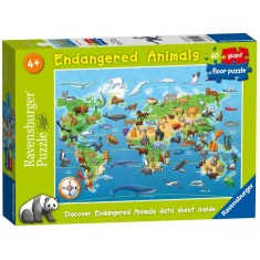 Ravensburger - Puzzle mare de podea harta animale 60 piese