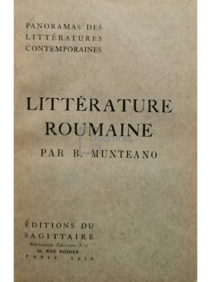 B. Munteano - Litterature roumaine (editia 1938) foto