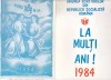 Bnk cp Felicitare Uniunea Scriitorilor din RSR 1984 - multiple semnaturi