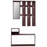 Cumpara ieftin Set mobilier hol mdf wenge alb Mecki 100x26x190 cm
