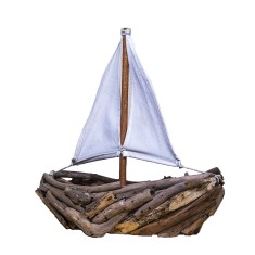 Decoratiune Driftwood Boat, M foto