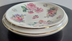 Fructiera portelan pictata manual, aur coloidal 18K, absolut deosebia Italia, Luisa Ceramiche Artistiche