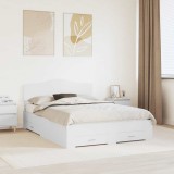 Cumpara ieftin Cadru de pat cu sertar Alb 140 x 200 cm Lemn prelucrat