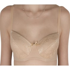 Sutien Balconette cu cupe construite cu Dantelă, microfibra si burete - S109 Confortabil și Practic - Bej - 70C