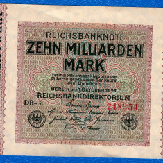 (5) BANCNOTA GERMANIA - 10 MILLIARDEN MARK 1923 (1 OCTOMBRIE 1923), UNIFATA