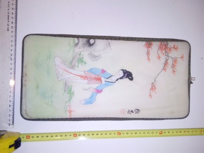 LOT 3 TABLOU VECHI JAPONEZE PICTATE MANUAL PE MATASE - AU MICI DEFECTE foto