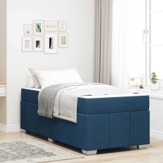 vidaXL Cadru de pat cu saltea albastru 90 x 190 cm țesătură 3398257