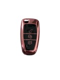 Husa Cheie Briceag Compatibila cu Ford Focus, Fiesta,Transit, Roz cu Butoane Negre, Tpu