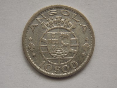 10 escudos 1955 Angola-argint foto