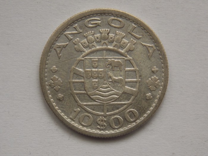 10 escudos 1955 Angola-argint