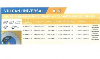 Disc diamantat segmentat universal 115x22.23 Norton Vulcan