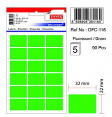 Etichete Autoadezive Color, 22 X 32 Mm, 90 Buc/set, Tanex - Verde Fluorescent foto